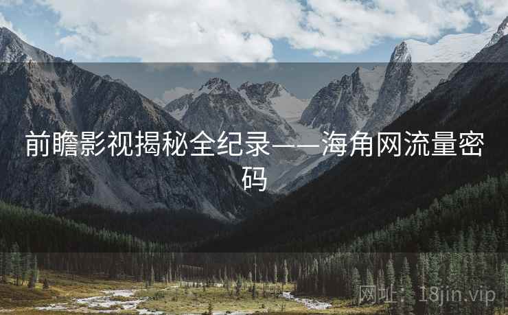 前瞻影视揭秘全纪录——海角网流量密码